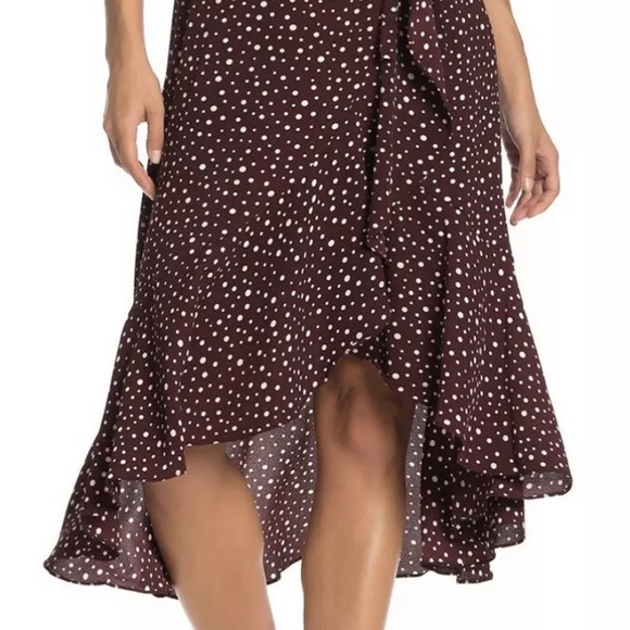 Max Studio boho high low ruffle wrap polka dot dress S - Picture 9 of 15